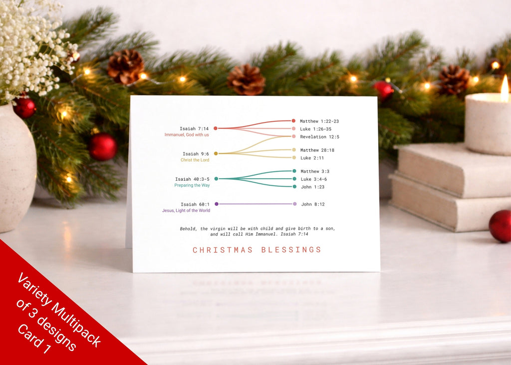 Christian Christmas Card Packs: Bible Verses, Scripture, Faith Gift, Data Art Design