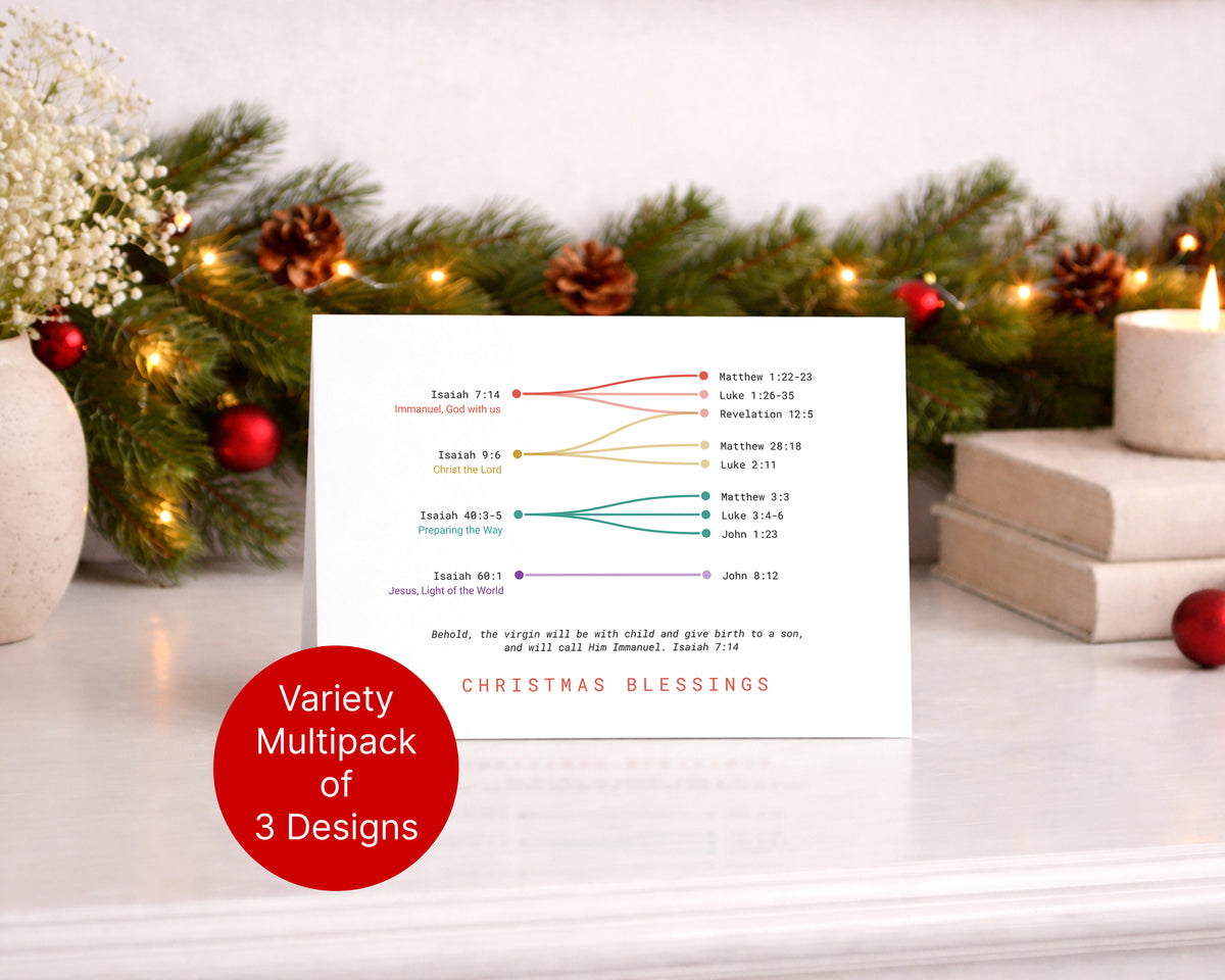 Christian Christmas Card Packs: Bible Verses, Scripture, Faith Gift, Data Art Design