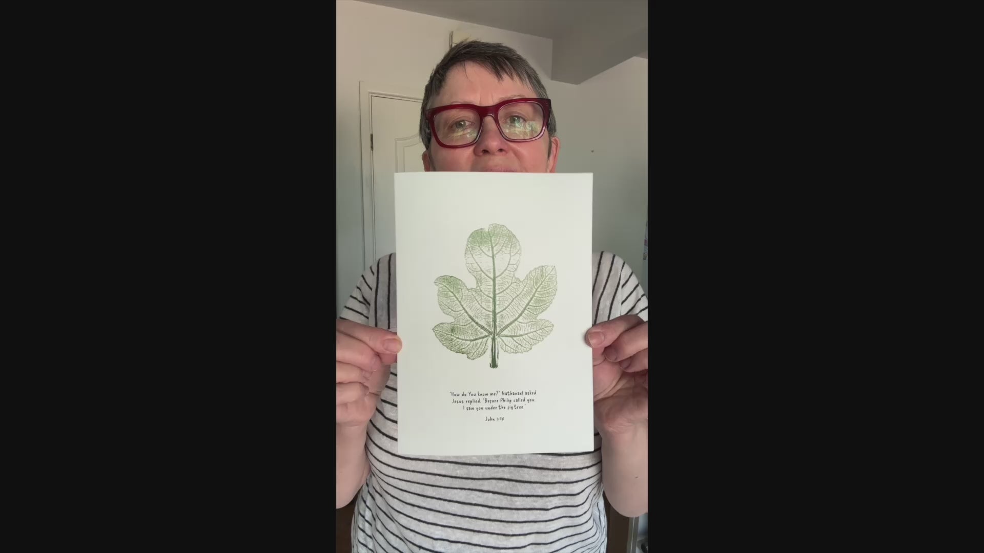 Fig Leaf Christian Greetings Card: Jesus Sees You, John 1:48 Bible verse